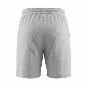 Men's grey waffle knit shorts casual sports summer beach five-point shorts loose fit