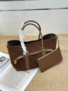 Bolso tote de ante marron para mujer bolso de hombro de lujo gran capacidad con bolsita.