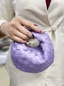 Purple woven leather handbag mini top handle bag chic casual daily designer style chic