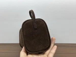 Brown suede pencil bag minimalist top handle handbag retro 90s style chic daily shoulder purse