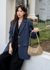 Chic suede underarm bag for women, minimalist shoulder hobo bag, autumn winter leather handbag.