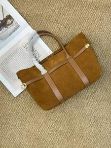 Bolso tote de ante marron estilo old money bolso de mano de gran capacidad elegante
