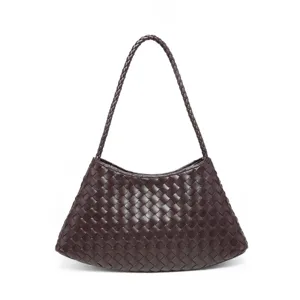 Womens Woven PU Leather Underarm Bag Fashion Handbag Casual Solid Color Single Shoulder Hobo Bag Daily Commuter Purse