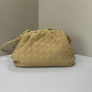 Woven leather clutch bag for women, retro suede style soft pouch handbag, stylish daily purse.