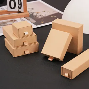 Premium kraft paper drawer jewelry gift boxes for rings necklaces bracelets