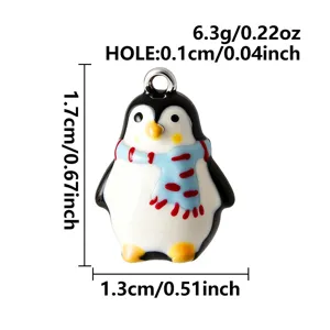 Detaillierte Größen und Gewichtsangaben für einen 3D-Pinguin-Anhänger aus Edelstahl 316.