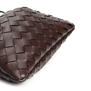 Brown woven leather shoulder bag chic dumpling crossbody bag stylish purse for women