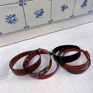 Cerchietto Largo a Righe in Cellulosa di Acetato Tartarugato Geometrico Antiscivolo Fascia per Capelli Elegante Accessori per Capelli da Donna Quotidiano
