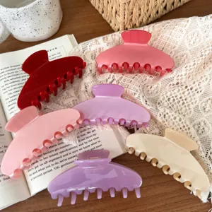 Eenvoudige Acetaat Haarklem Grote Glimmende Effen Kleur Haaienclip Verse Zoete Haargrijper Voor Dames Haaraccessoires