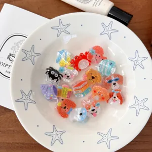 Mini juego de pinzas de pelo acrílicas, diseño de animales, accesorios de dopamina adorables.