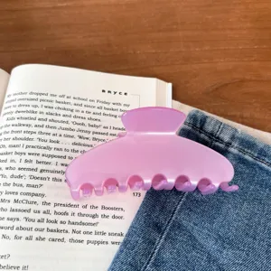 Roze doorzichtige haarhaak detail opname, elegante acetaat haarklem voor dagelijks gebruik.