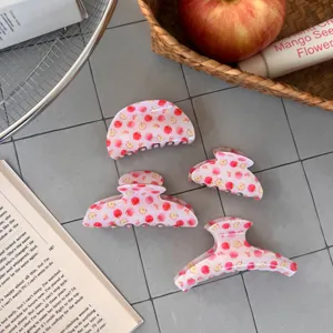 Jolie Pince à Cheveux Crabe Française en Acrylique Rose Clair Douce Fille Innocente Demi Ronde Ingot Hair Grab Accessoires de Coiffure Quotidiens pour Femmes