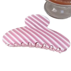Rosa und weiße gestreifte Haarkralle, süßer Stil Haarklammer für Damen und Mädchen, Haarstyling.