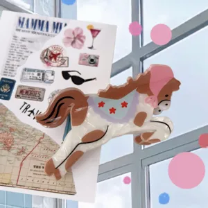 Grande pince à cheveux mignonne cheval dessin animé rose style français détail