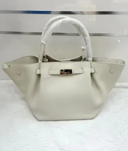 Women genuine leather winged tote bag luxury style top handle crossbody bag cream white
