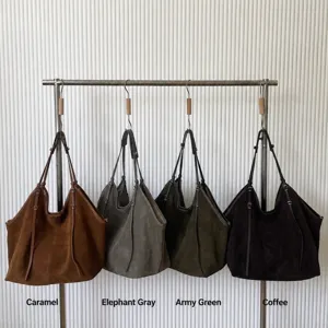 Bolso tote de ante de gran capacidad casual vintage bolso de hombro para mujer bolso mano