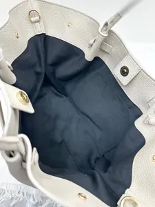 Grey leather tote bag women luxury style shoulder handbag casual spacious daily purse