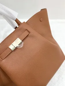 French Niche Brown Leather Tote Bag 2025 New Cowhide Shoulder Handbag Women Chic