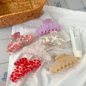 Acetat Marmor Textur Haarspange Klar Sieben Zahn Süß Haarklammer Minimalistisch Mode Haaraccessoires Für Damen