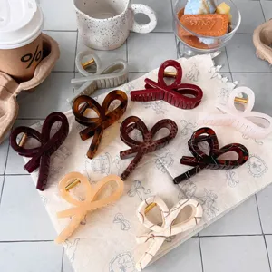 Bow hair claw clips aesthetic sweet versatile acetate shark clips hair accessories for women