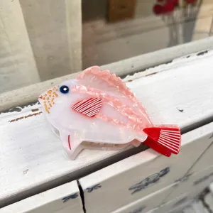 Graziosa molletta per capelli a forma di pesce in acetato, stile marino rosa per styling quotidiano.