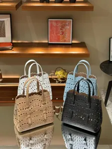 Leather hollow cutout handbag fashion versatile top handle casual bag for women detail