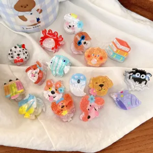 Linda Mini Pinza para Cabello de Acetato Dulce Diseño de Animal de Dibujos Animados Pez Lápiz Pinza para Flequillo para Mujer Accesorios de Cabello Diarios