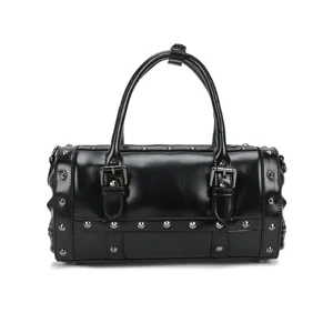 Vintage Punk Cuero PU Remaches Calavera Bolso Almohada Mujeres Moda Casual Bolso de Mano Bolso Cruzado Bolso Retro