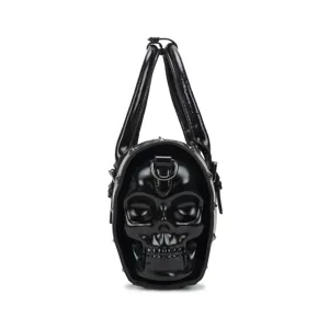 Bolso de mano gótico negro con calavera y remaches, bolso de hombro punk para mujer.
