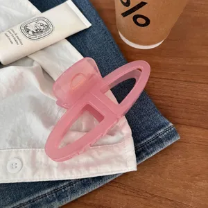 Elegante molletta per capelli geometrica rosa da donna, accessorio per capelli acrilico minimalista.