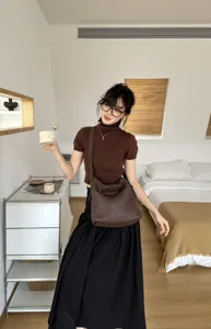 Women's brown woven leather shoulder bag large capacity casual hobo crossbody tote bag