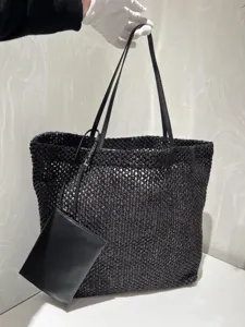 Minimalist Raffia Woven Tote Bag Large Capacity Casual Straw Handbag Fashion Shopper Bag For Women Daily Commute
