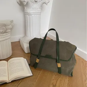 Retro suede messenger backpack for women, large capacity genuine leather retro style bag.