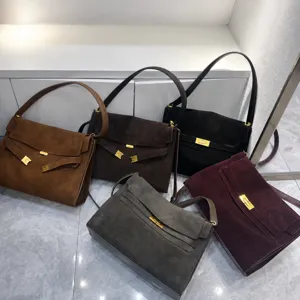 Vintage Suede Leather Tote Bag Large Capacity Commuter Shoulder Bag for Women Autumn Winter