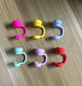 Bunte Silikon Strohhalm Abdeckungen auslaufsichere Stopper wiederverwendbar Zubehoer