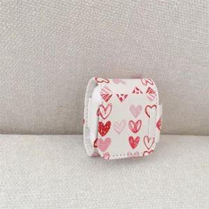 Cute heart pattern leather protective case for Apple AirPods wireless earphones, anti-drop.