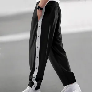 Heren casual joggingbroek met knopen aan de zijkant losse rechte comfortabele zwarte broek