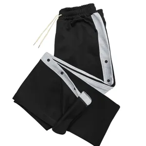 Heren casual sport contrastkleur drukknoop broek losse rechte pijp trainingsbroek