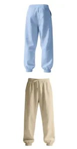 Casual loose linen jogger pants detail view, comfortable elastic waist and drawstring design.