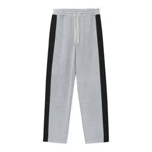 Grijze joggingbroek voor heren met zwarte drukknoppen aan de zijkant losse casual broek