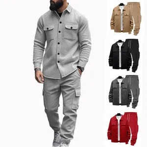 Herren Fleecegefütterte Cargo Jacke Und Hose Set Winter Warmer Outdoor Arbeitsanzug