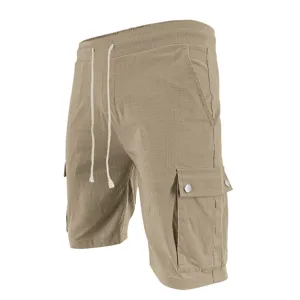 Men's casual cargo shorts with multi-pockets, drawstring waist, and slim fit design.