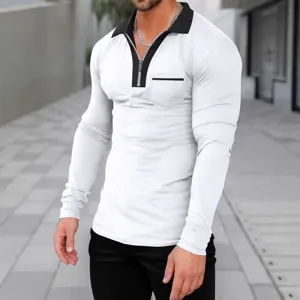 Men's Plus Size Half Zipper Long Sleeve Polo Shirt Casual Quick Dry Slim Fit Business Athletic Sports Top