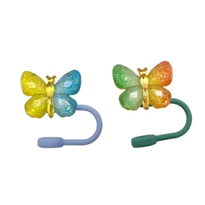 Copertura di paglia a farfalla colorata tappo antipolvere 10mm per bicchiere accessorio
