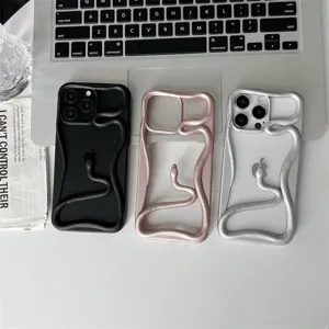 Coque iPhone serpent creux galvanisé étui de téléphone 3D brillant mat pour 14 15 16 pro max