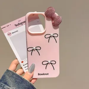 Rosa Strass Schleife Handyhülle für das iPhone, süße Perle Bowknot Schutzhülle aus Silikon.