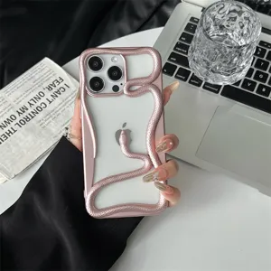 Coque de téléphone transparente design serpent 3D brillant galvanisé pour iPhone de luxe.