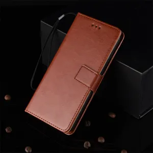 Vista detallada de la funda de cuero marrón con tarjetero y correa para Huawei Pura70.