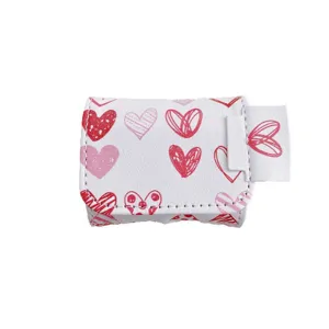 White leather sketch heart AirPods case protective cover for wireless charging Bluetooth earphones.
