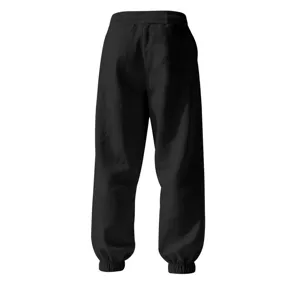 Black casual sweatpants for men, loose fit cuffed trousers with elastic waist daily wear.